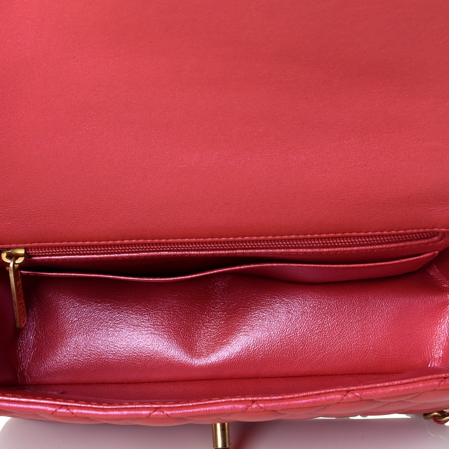 Chanel Iridescent Lambskin Quilted Mini Top Handle Rectangular Flap Red 5 of 10