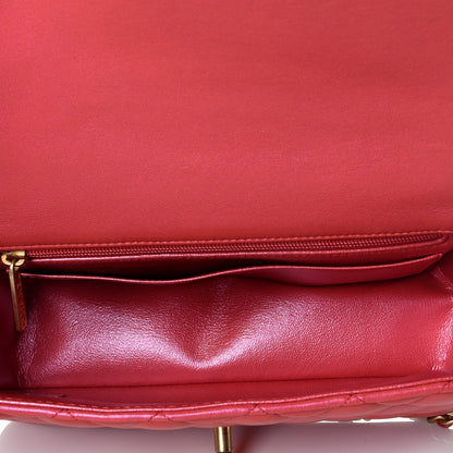 Chanel Iridescent Lambskin Quilted Mini Top Handle Rectangular Flap Red 5 of 10