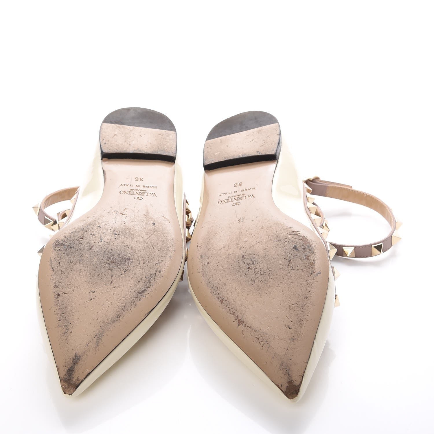 Valentino Garavani Patent Rockstud Cage Ballerina Flats 36 Light Ivory Poudre 7 of 17