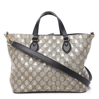 Gucci Soft GG Supreme Monogram Bees Small Crossbody Tote Beige Oro Black 1 of 10