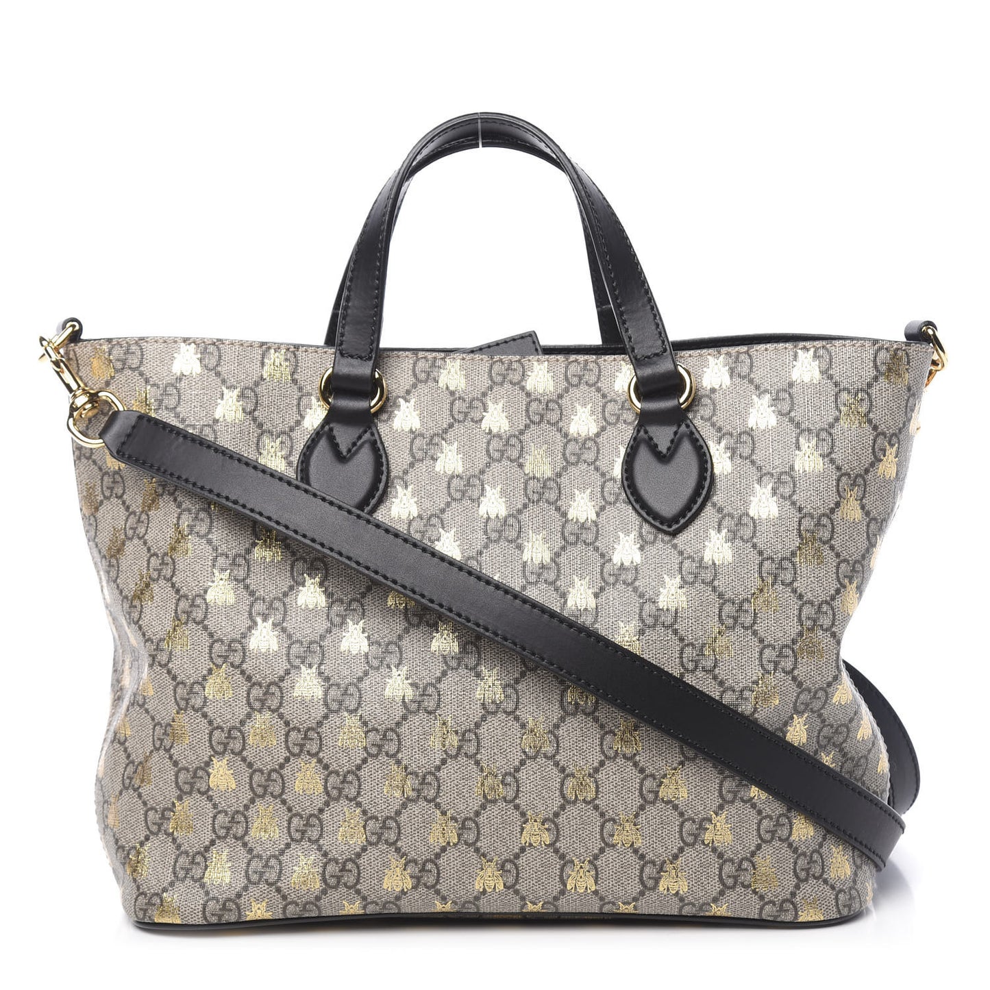 Soft GG Supreme Monogram Bees Small Crossbody Tote Beige Oro Black