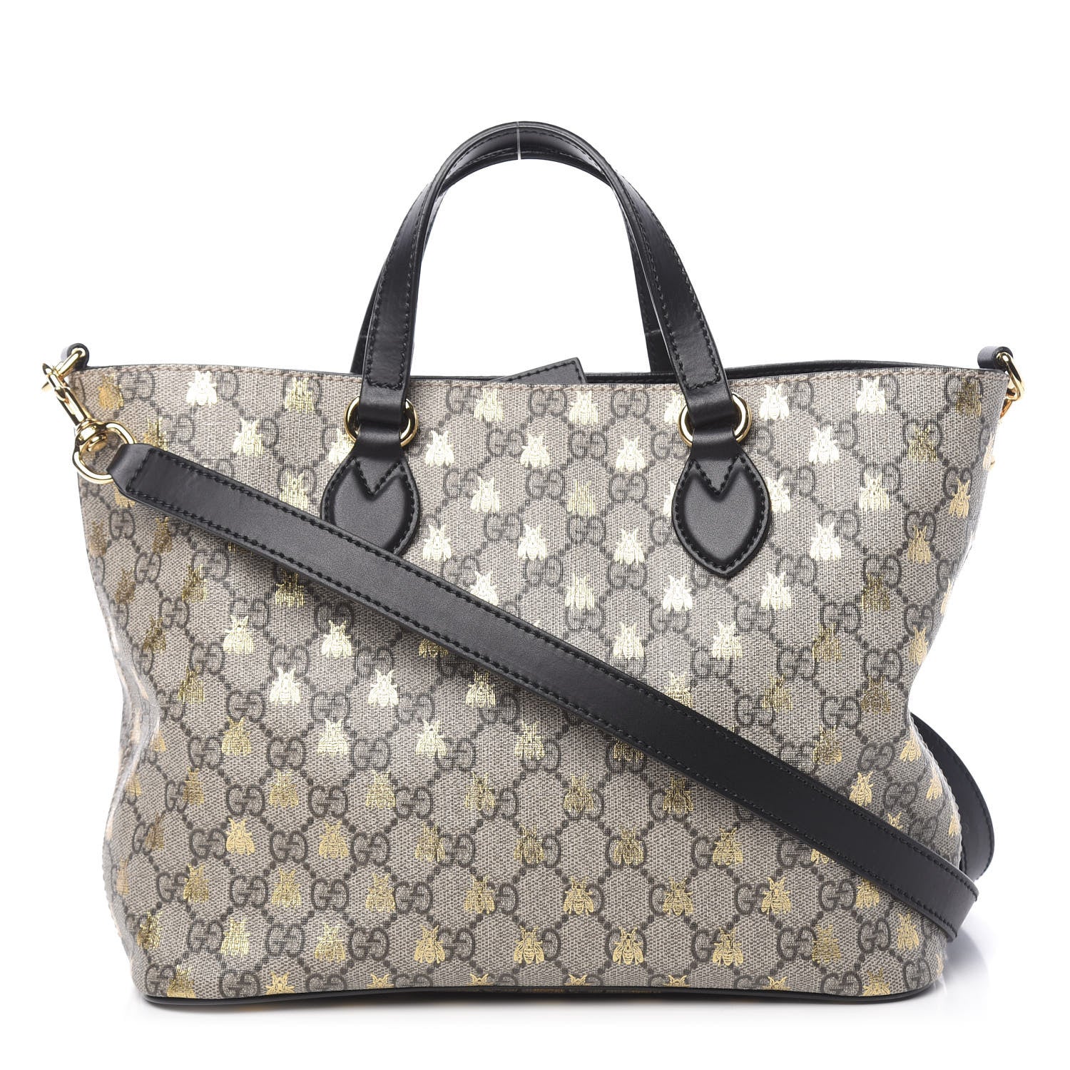 Gucci Soft GG Supreme Monogram Bees Small Crossbody Tote Beige Oro Black 1 of 10