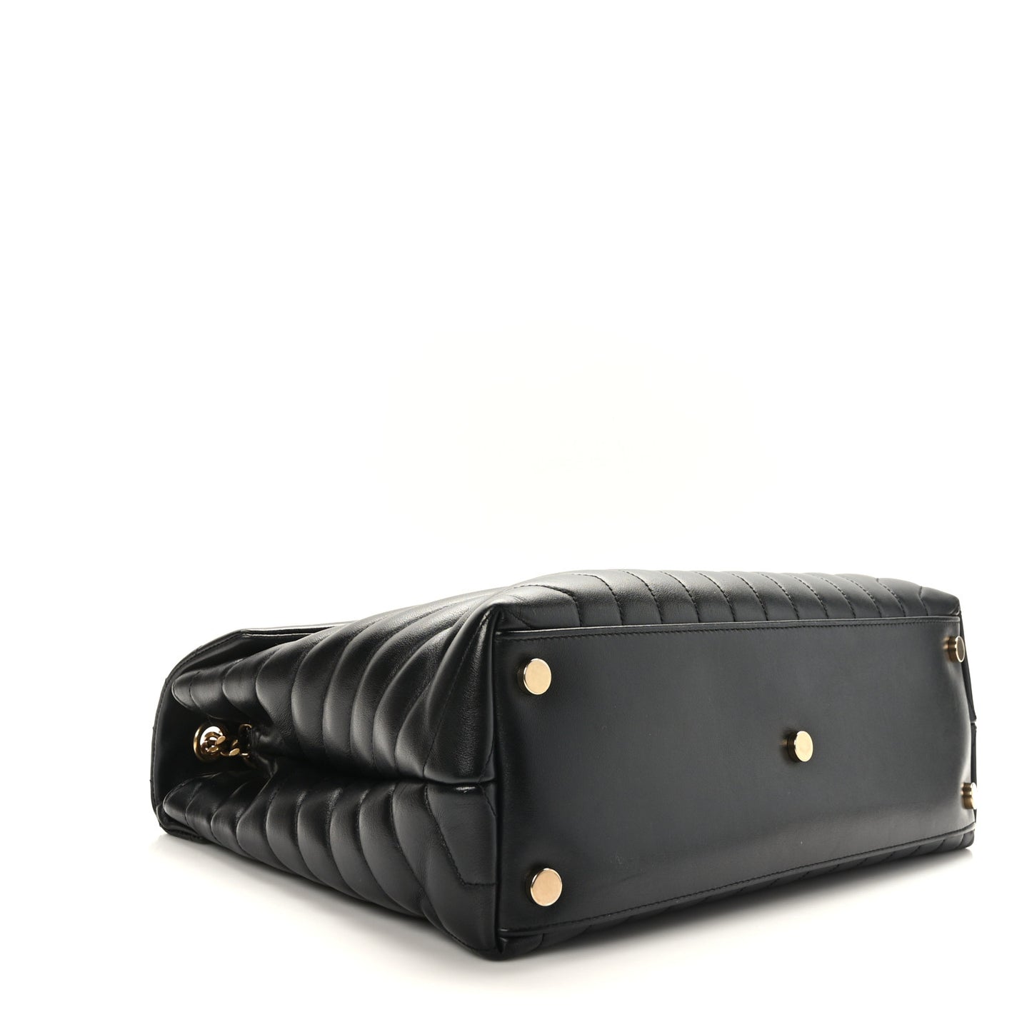 Calfskin Y Quilted Monogram Large Loulou Chain Satchel Black