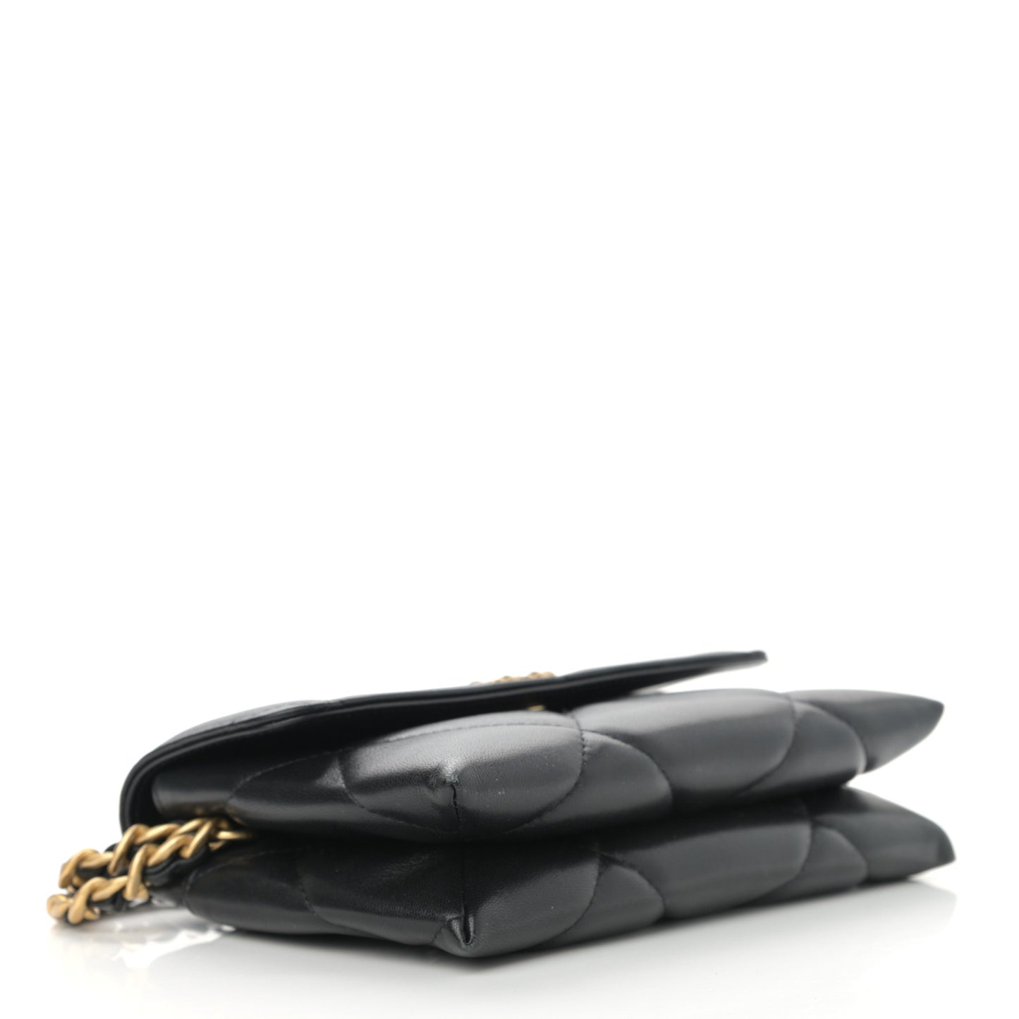 Lambskin Quilted Chanel 19 Flap Clutch Black