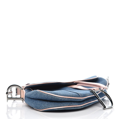 Christian Dior Patent Denim Jeans Saddle Bag Blue Pink 4 of 10