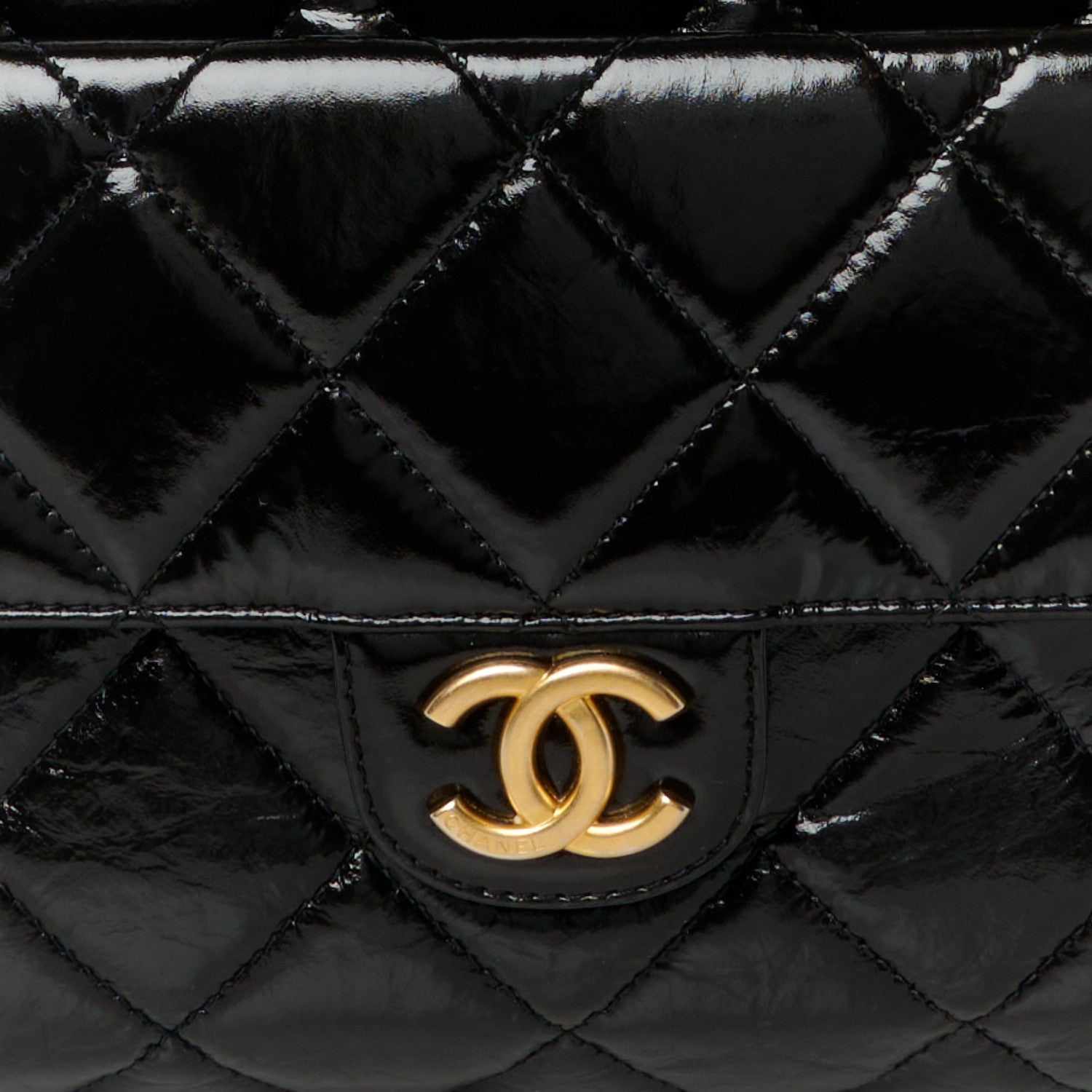 Chanel Shiny Crumpled Calfskin Quilted Large Bowling Bag Black 8 of 11