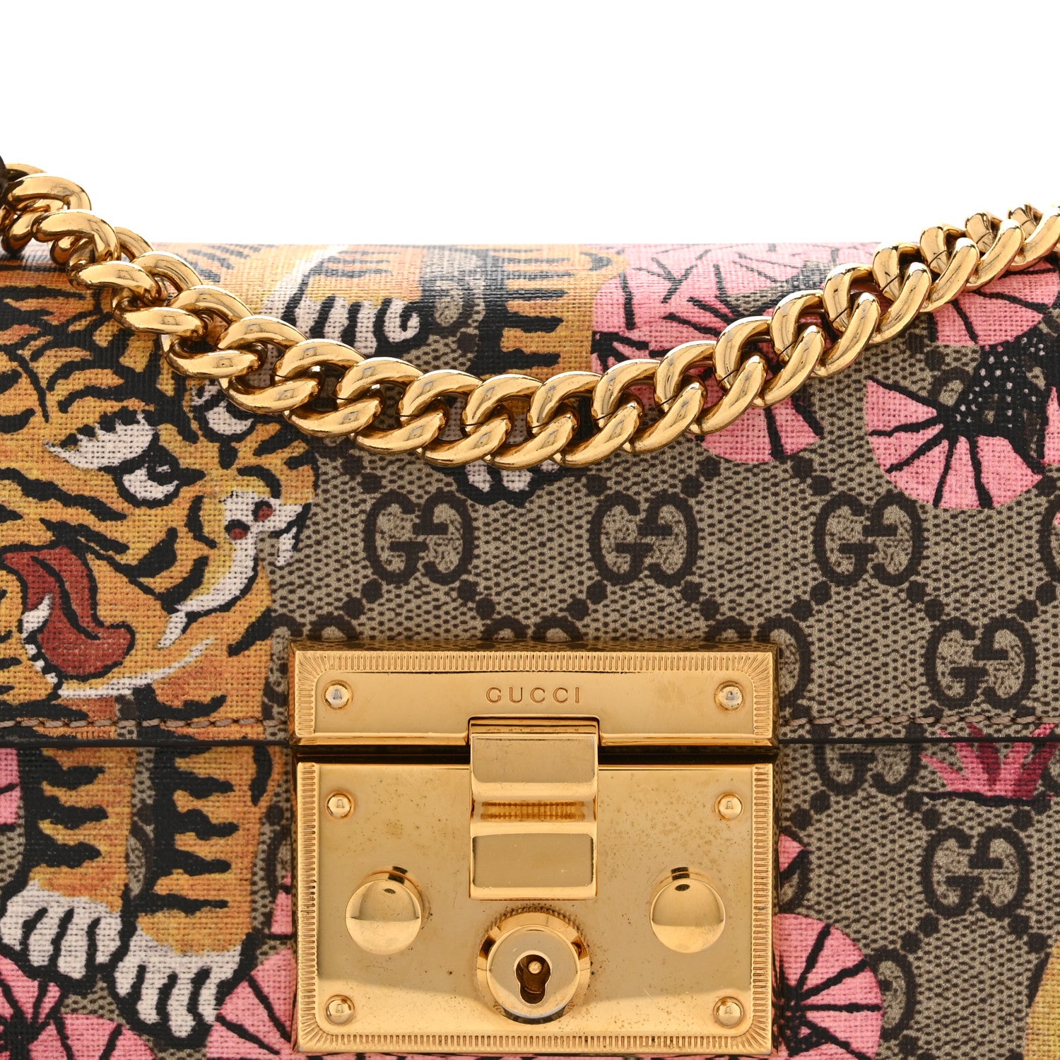 Gucci GG Supreme Monogram Bengal Small Padlock Shoulder Bag Beige Pink 9 of 11