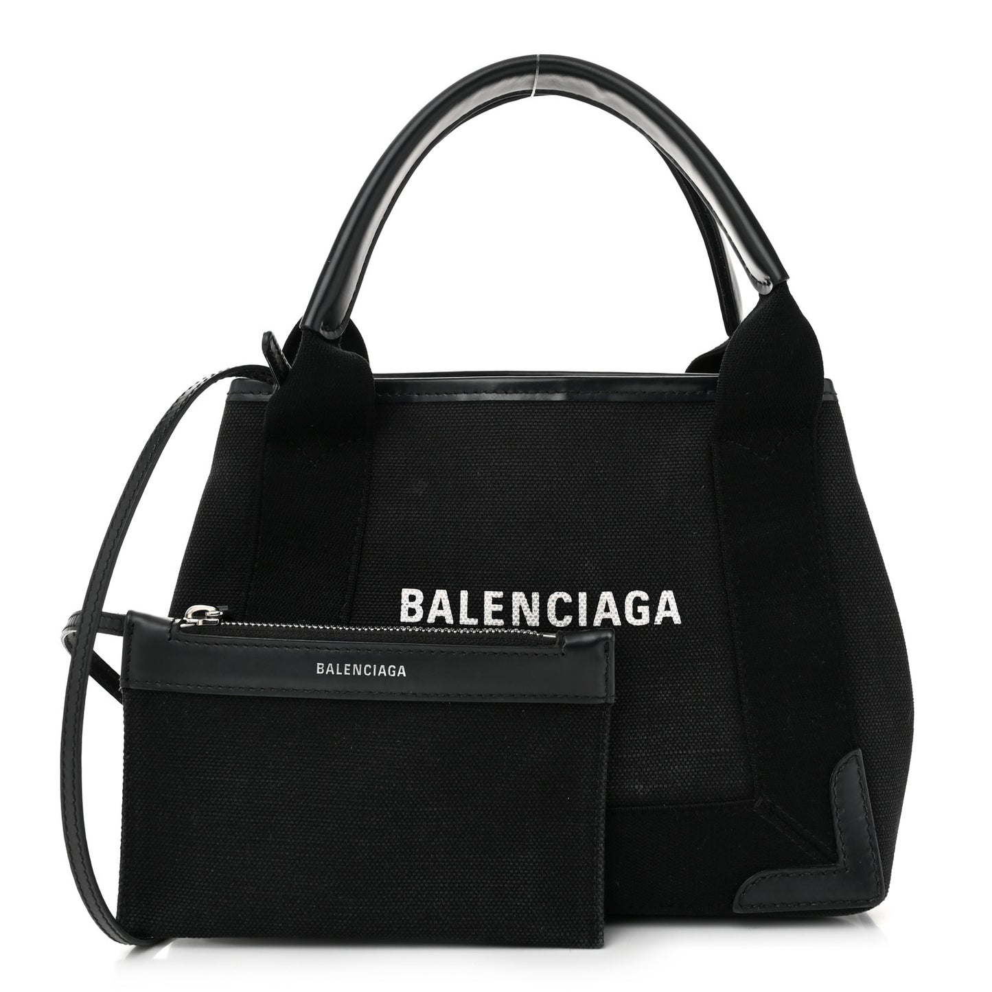 Cotton Canvas Calfskin Navy Cabas XS Black