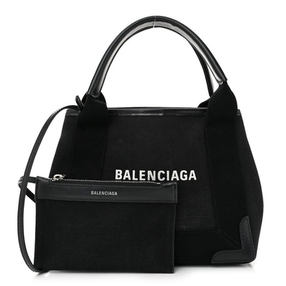 Balenciaga Cotton Canvas Calfskin Navy Cabas XS Black 3 of 11