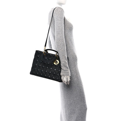Christian Dior Lambskin Cannage Large Lady Dior Black 2 of 10