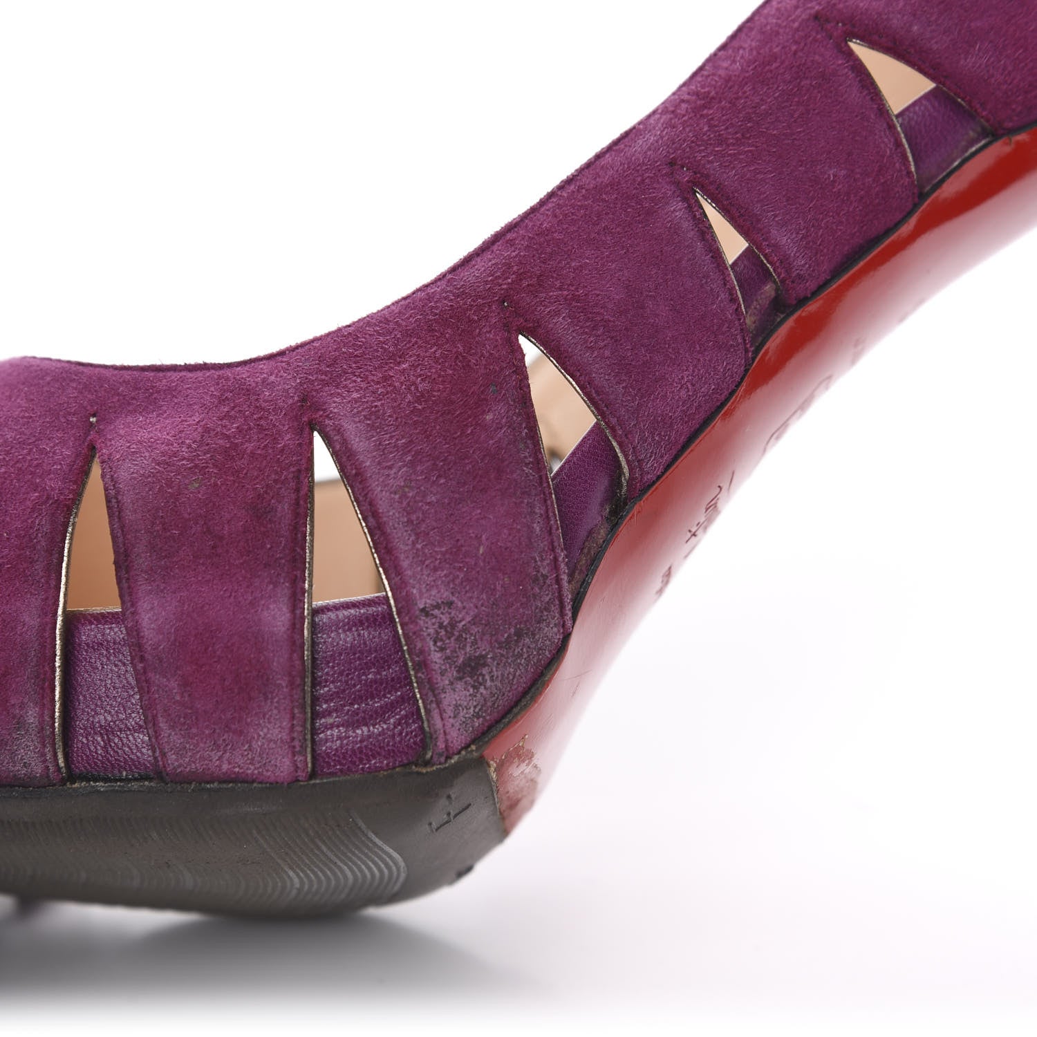 Christian Louboutin Suede Fontanette Platform Peep Toe Pumps 38 Merlot 9 of 11