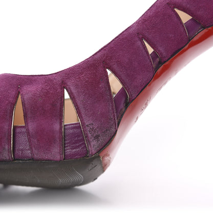 Christian Louboutin Suede Fontanette Platform Peep Toe Pumps 38 Merlot 9 of 11