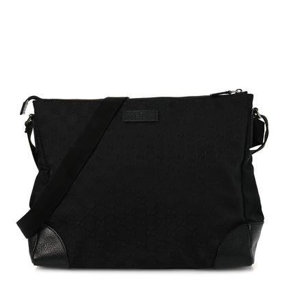 Gucci Monogram Flat Messenger Bag Black 1 of 12