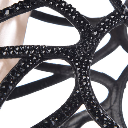 Christian Louboutin Strass Suede Patent Circonvolu 85 Sandals Heels 37.5 Version Black 9 of 11