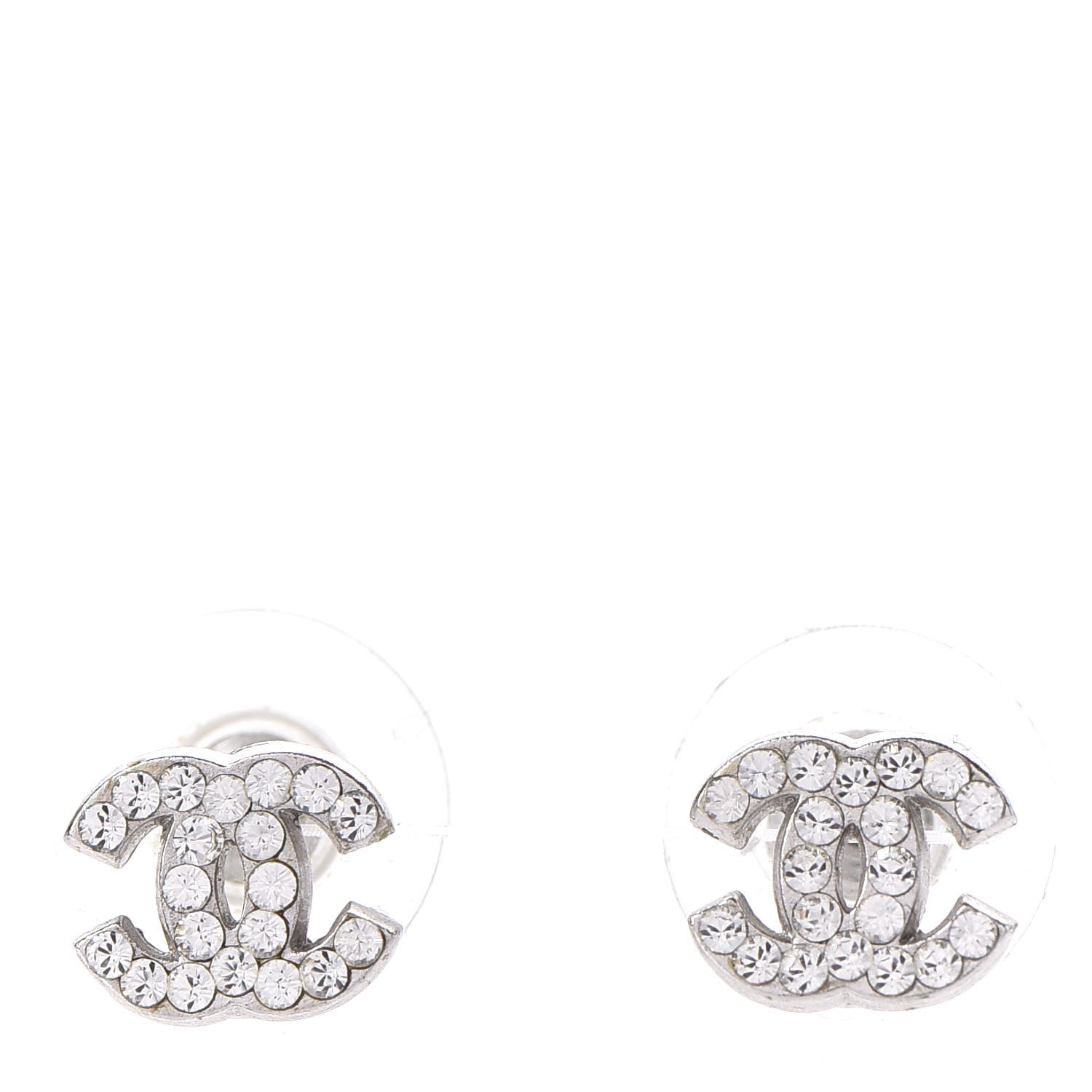 Chanel Crystal Mini Timeless CC Earrings Silver 1 of 6