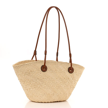 Loewe Calfskin Raffia Small Anagram Basket Tote Bag Natural Tan 3 of 9