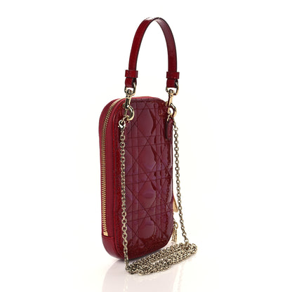 Christian Dior Patent Cannage Lady Dior Phone Holder Red 3 of 10