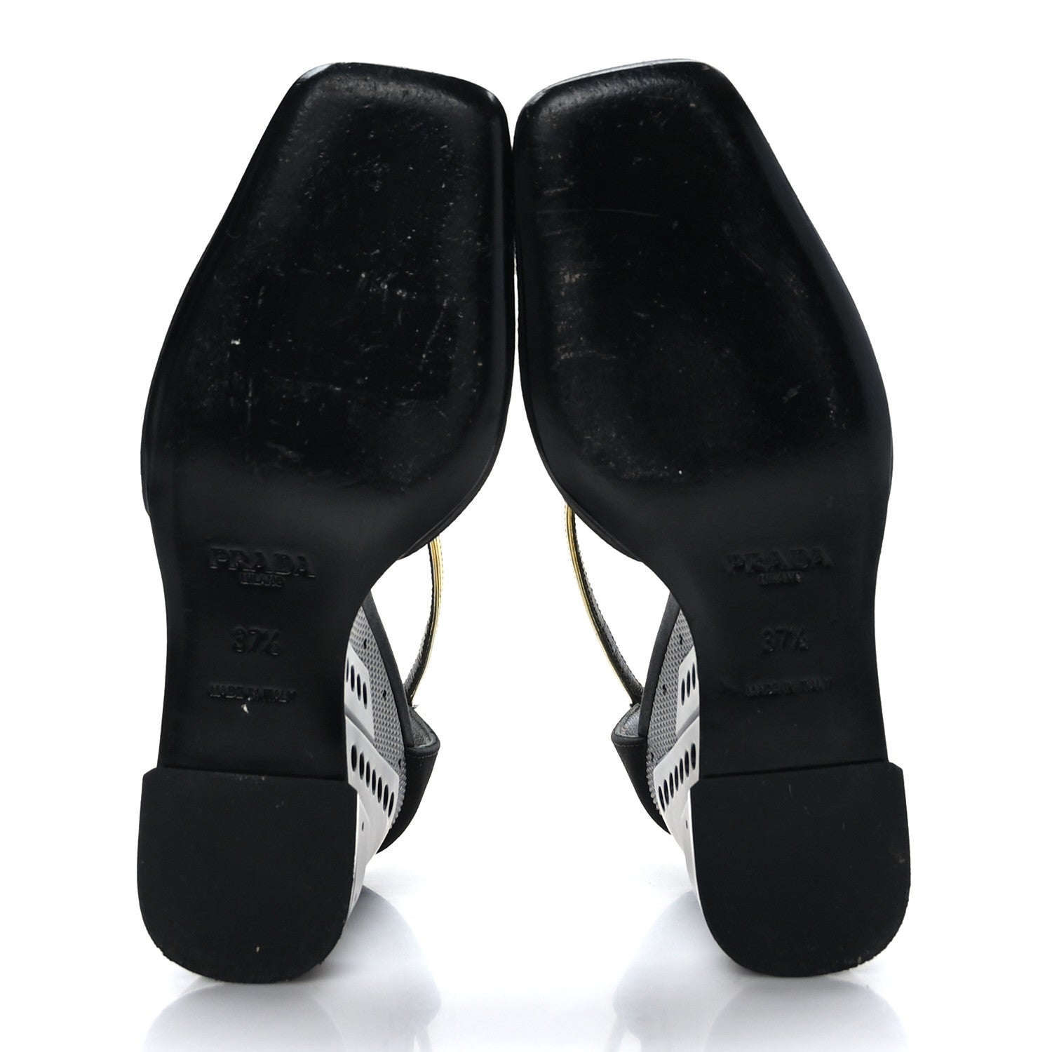 Prada Satin T-Strap Wedge Sandals 37.5 Black 5 of 7