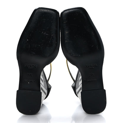 Prada Satin T-Strap Wedge Sandals 37.5 Black 5 of 7
