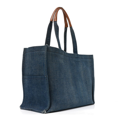 Celine Denim Large Thais Cabas Navy Tan 3 of 9