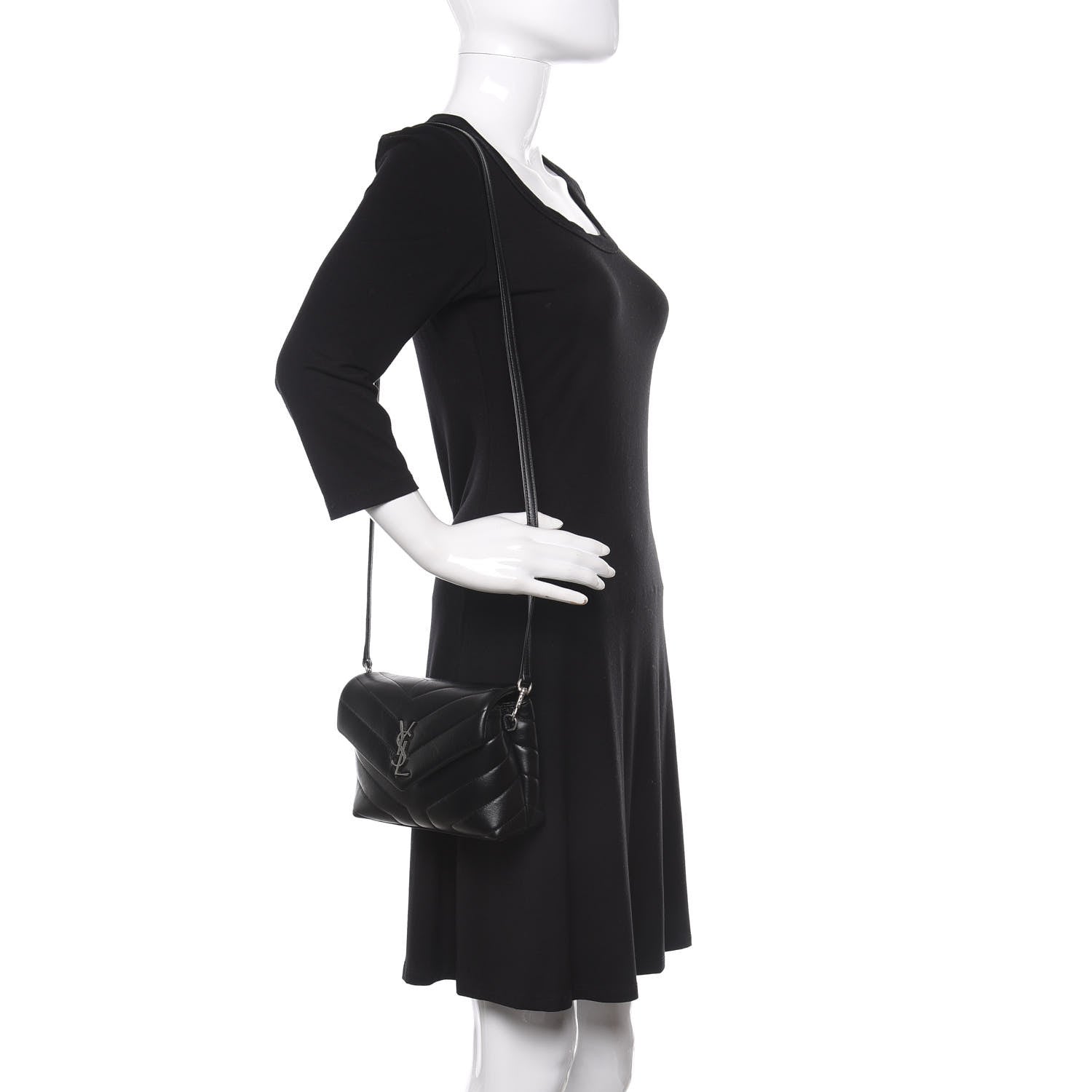 Saint Laurent Calfskin Y Quilted Monogram Toy Loulou Crossbody Bag Black 2 of 11