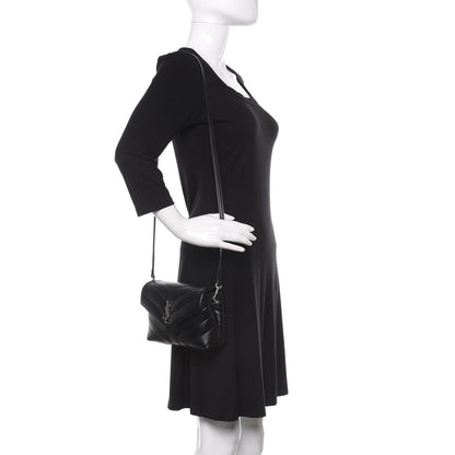 Saint Laurent Calfskin Y Quilted Monogram Toy Loulou Crossbody Bag Black 2 of 11