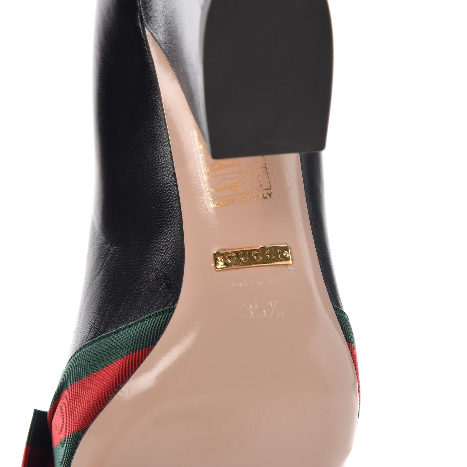 Gucci Malaga Kid Web Bow Aline Pumps 35.5 Black 8 of 10