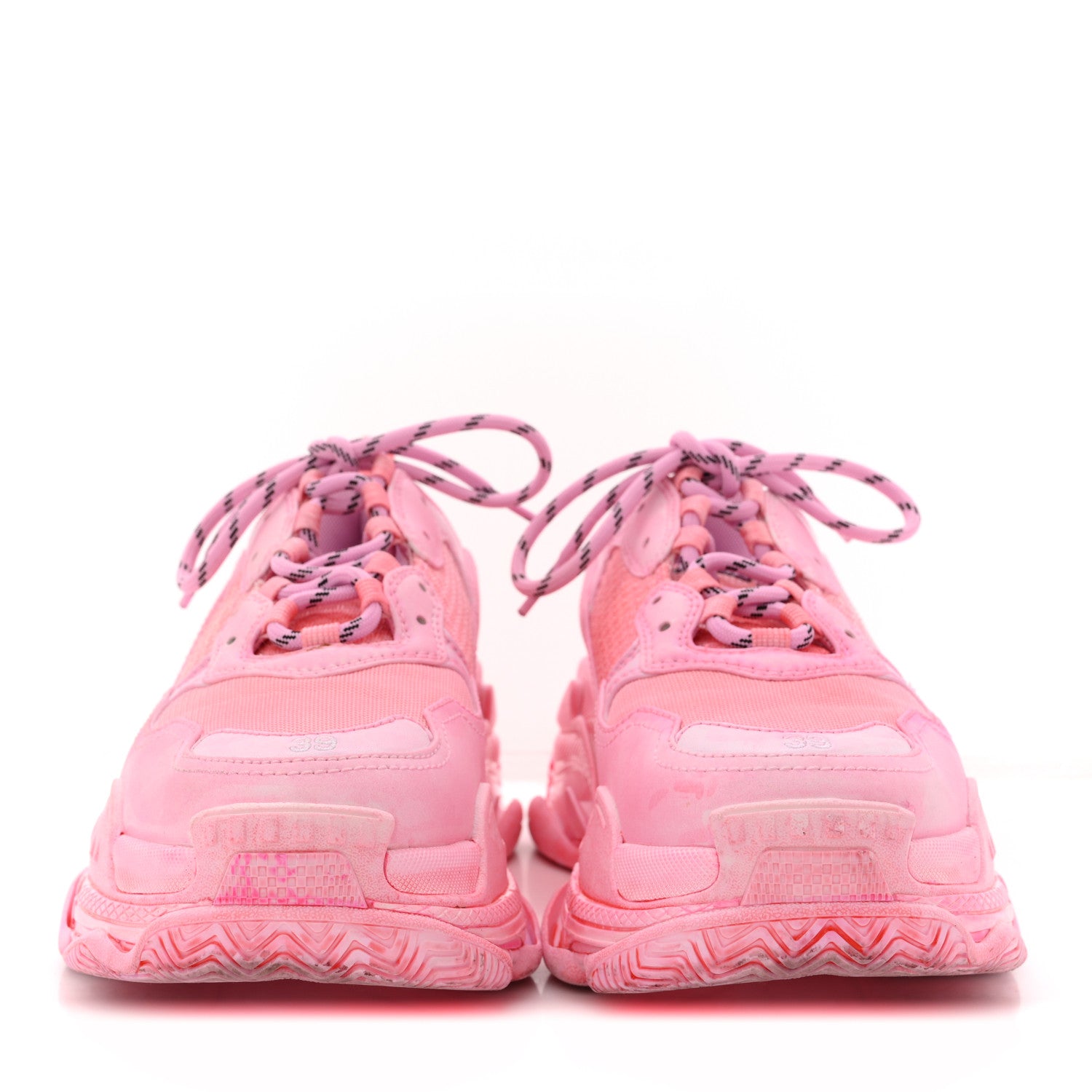 Balenciaga Fabric Mesh Distressed Womens Triple S Sneakers 39 Pink 3 of 10