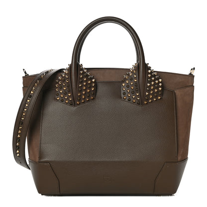 Christian Louboutin Suede Grained Calfskin Studded Large Eloise Satchel Brown 1 of 11