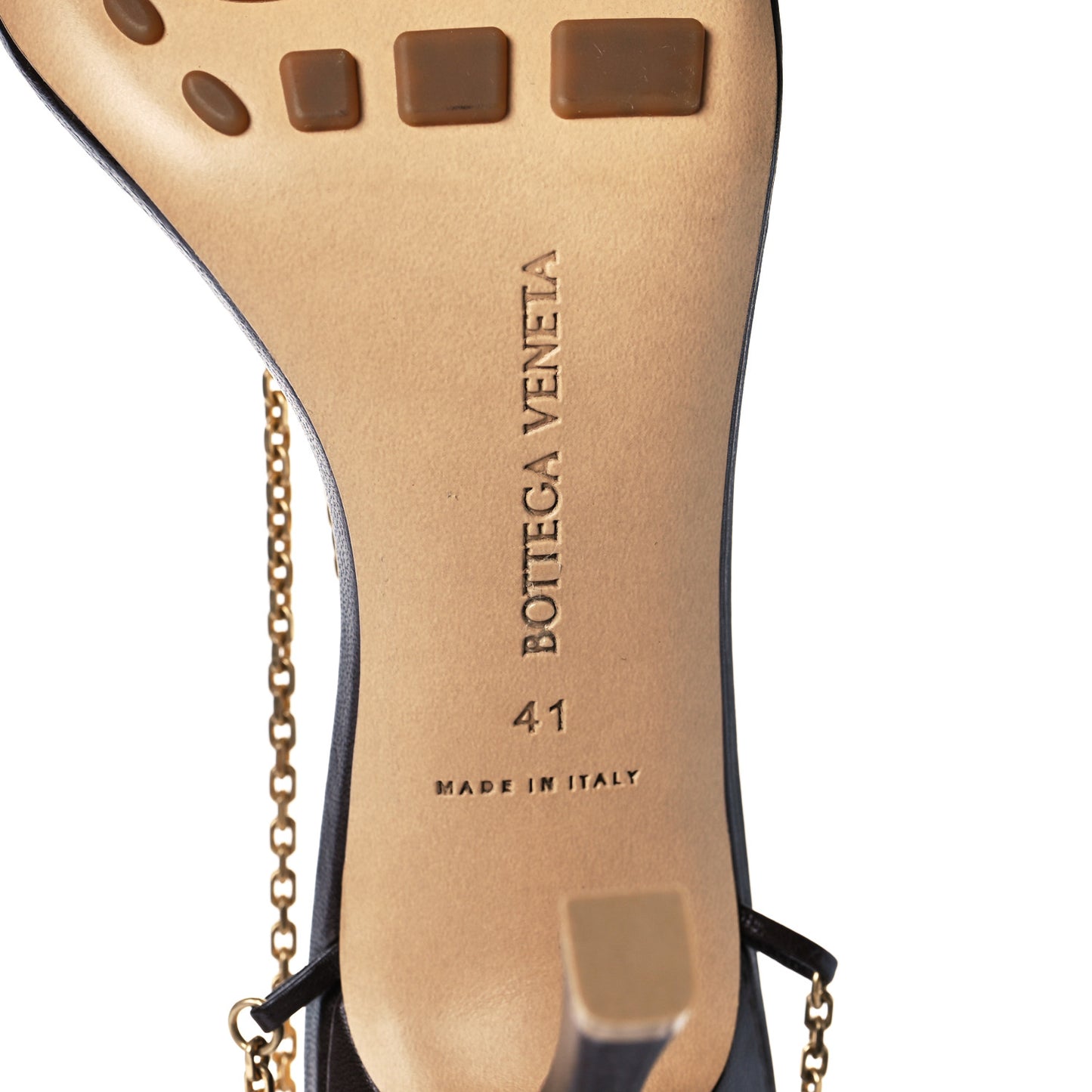 Lambskin Stretch Chain Strap 90mm Sandals 40 Ebony