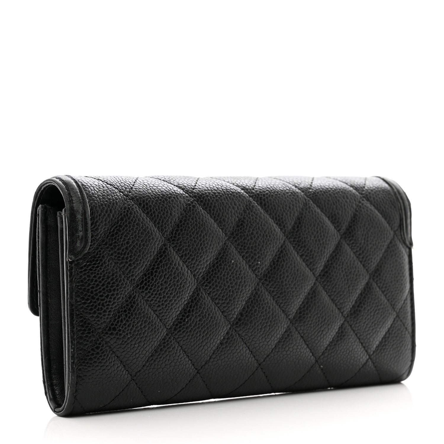 Chanel Caviar Quilted Filigree Large Gusset Flap Wallet Black 3 of 10