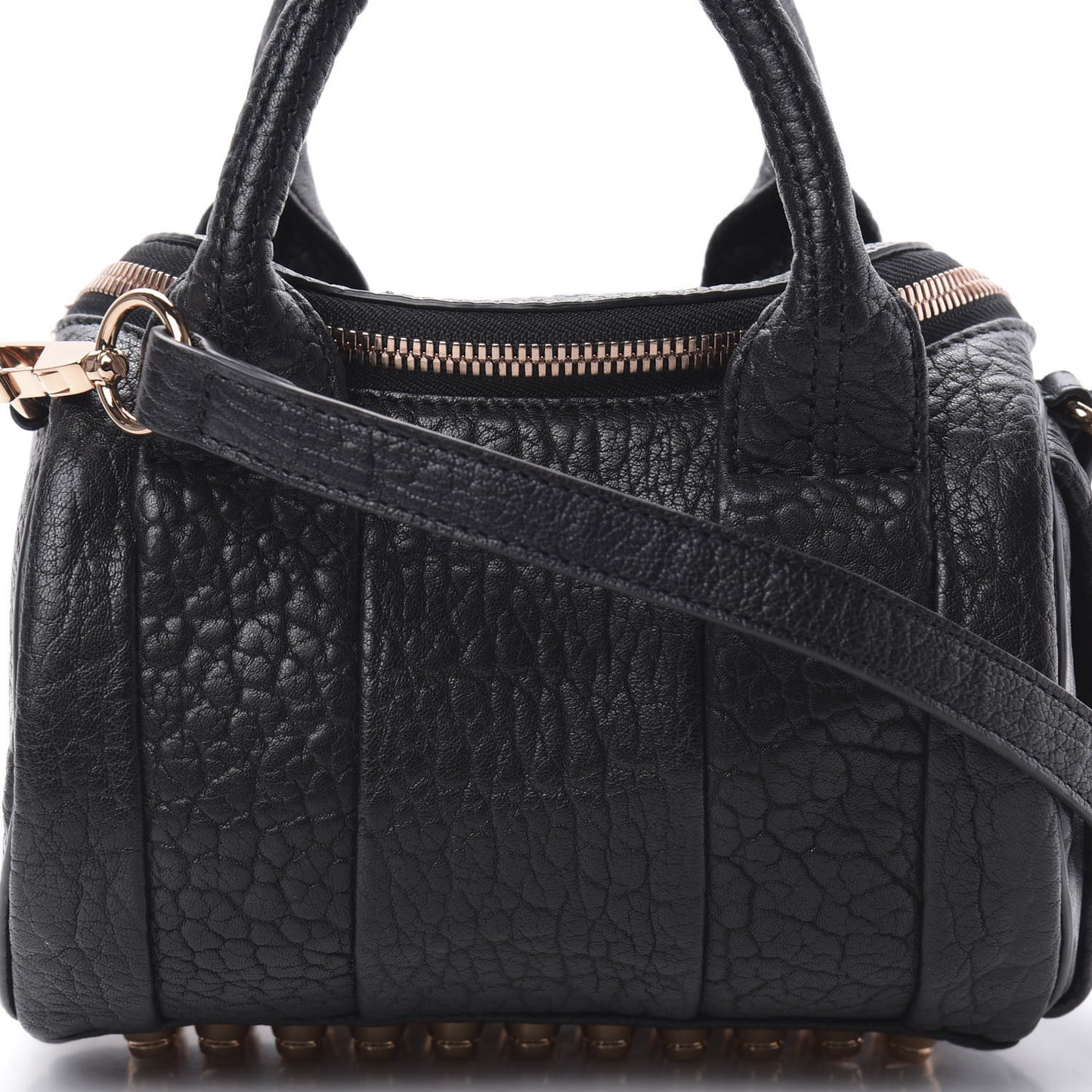 Pebbled Lambskin Mini Rockie Black Rose Gold Hardware