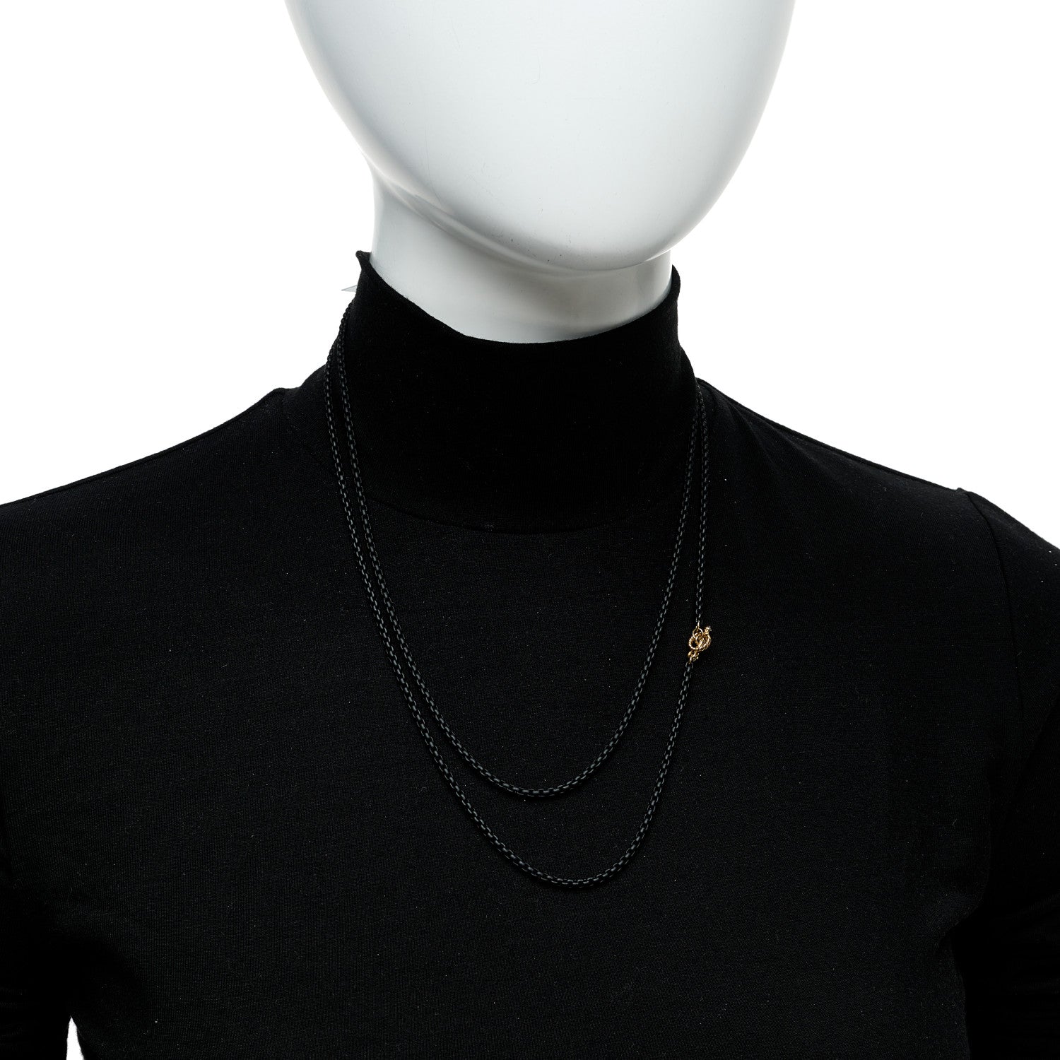 David Yurman Stainless Steel 14K Yellow Gold Acrylic Bel Aire Chain Necklace Black 2 of 5