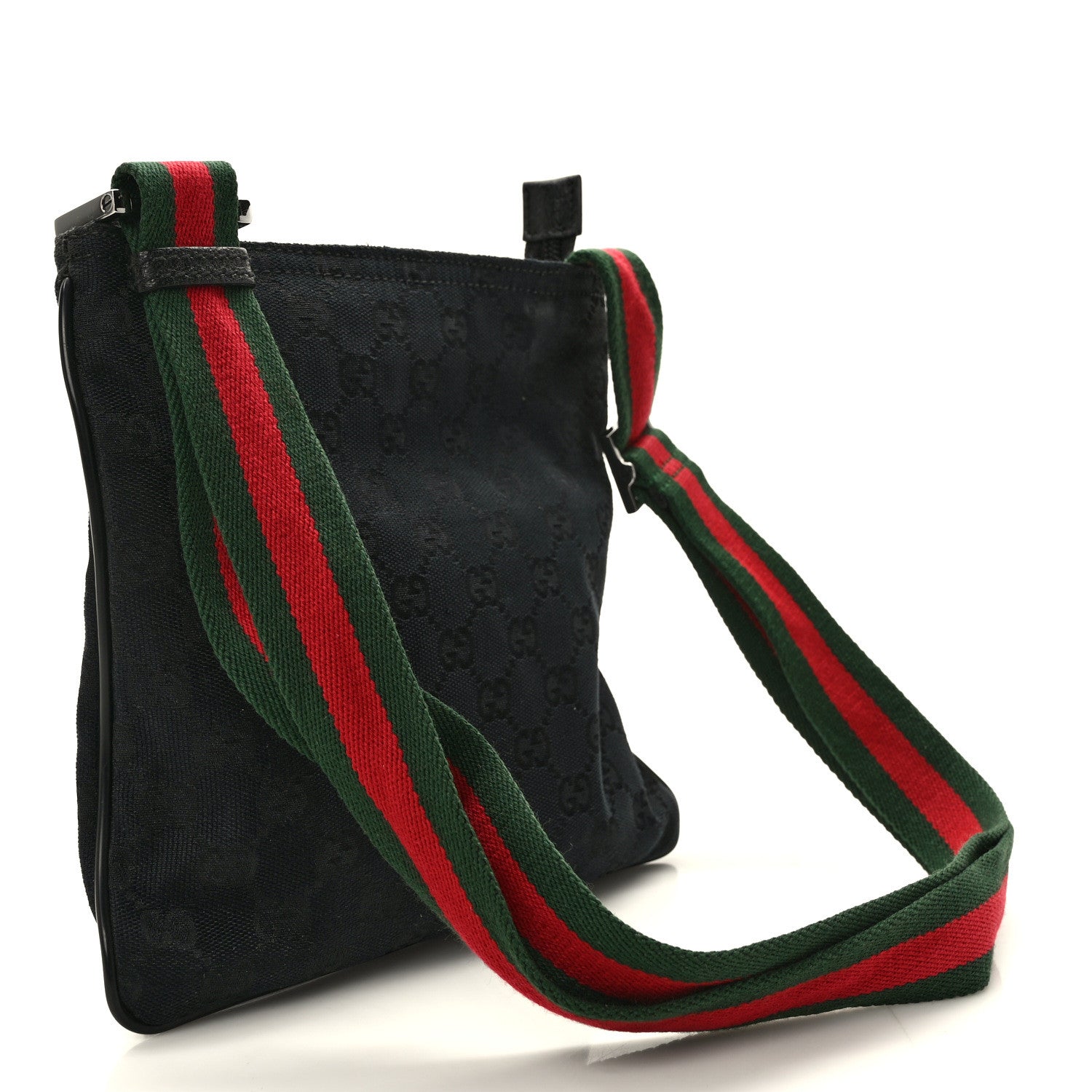 Gucci Monogram Web Small Flat Messenger Bag Black 3 of 9