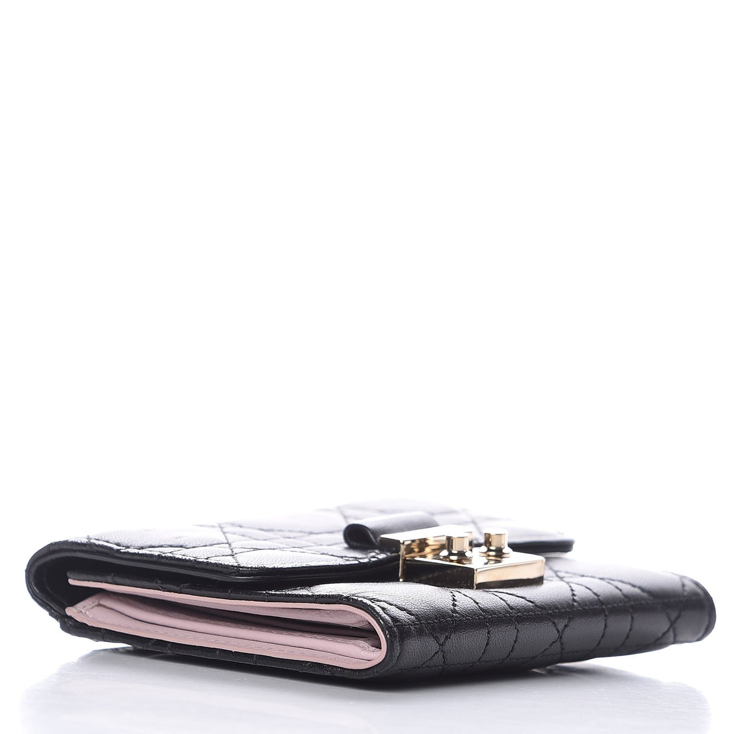 Lambskin Cannage Miss Dior Promenade Compact Wallet Black