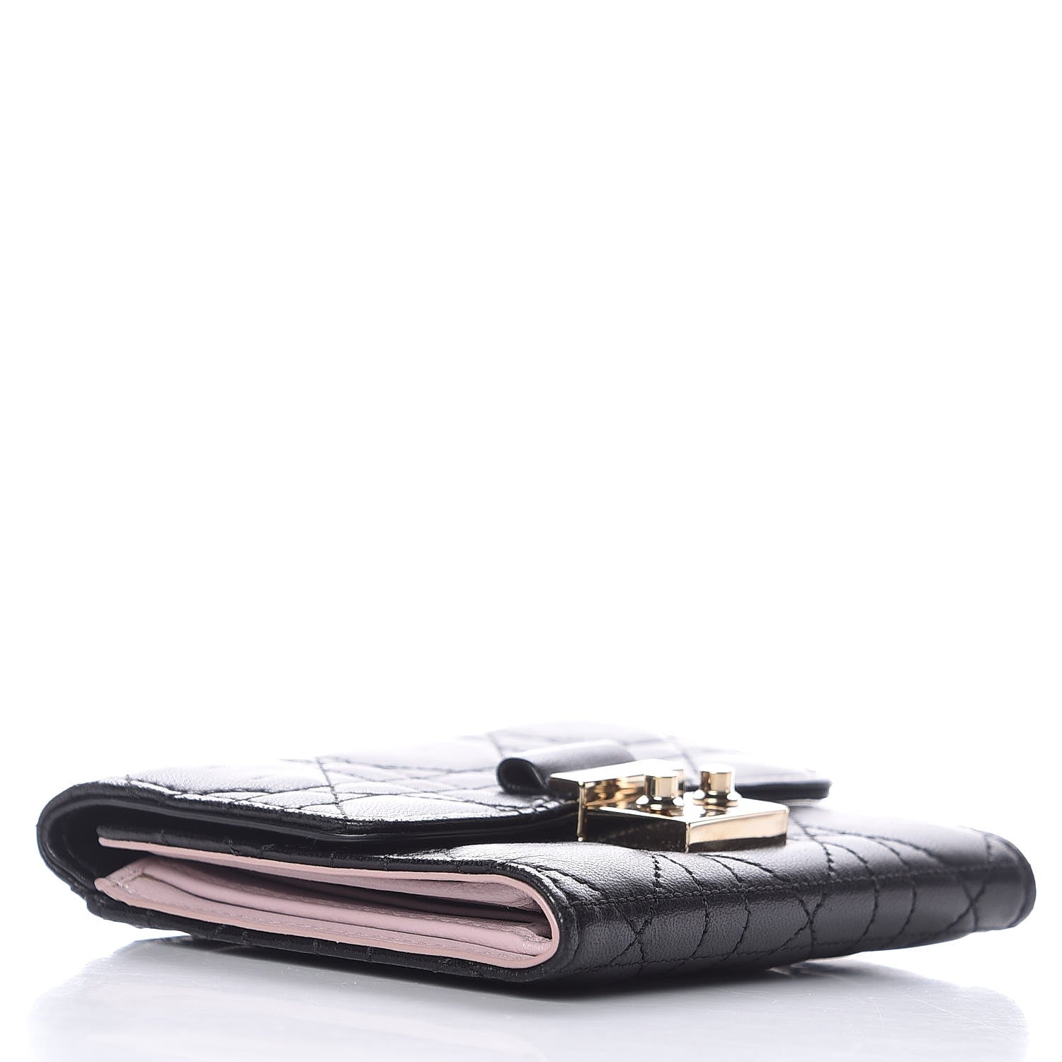 Christian Dior Lambskin Cannage Miss Dior Promenade Compact Wallet Black 4 of 7