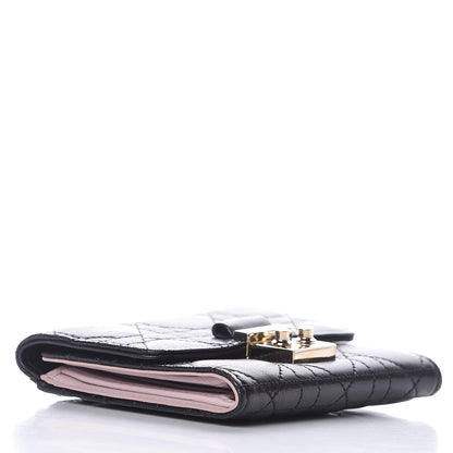 Christian Dior Lambskin Cannage Miss Dior Promenade Compact Wallet Black 4 of 7