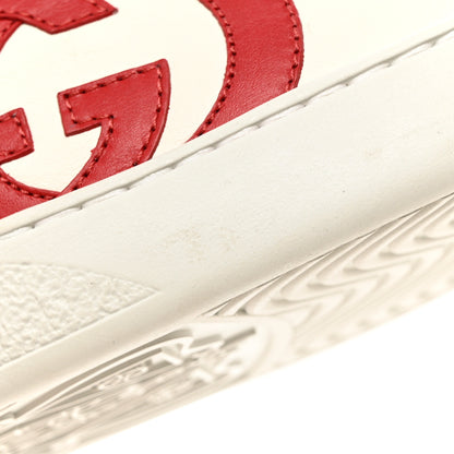 Gucci Calfskin Nubuck Interlocking G Mens New Ace Sneakers 13 Mystic White Hibiscus Red Bright Splash 18 of 19