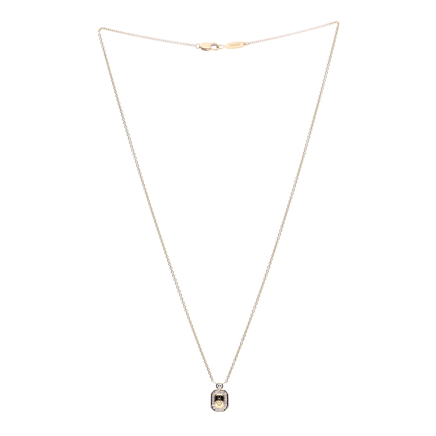 18K Yellow Gold Diamond HW Logo Pendant Necklace