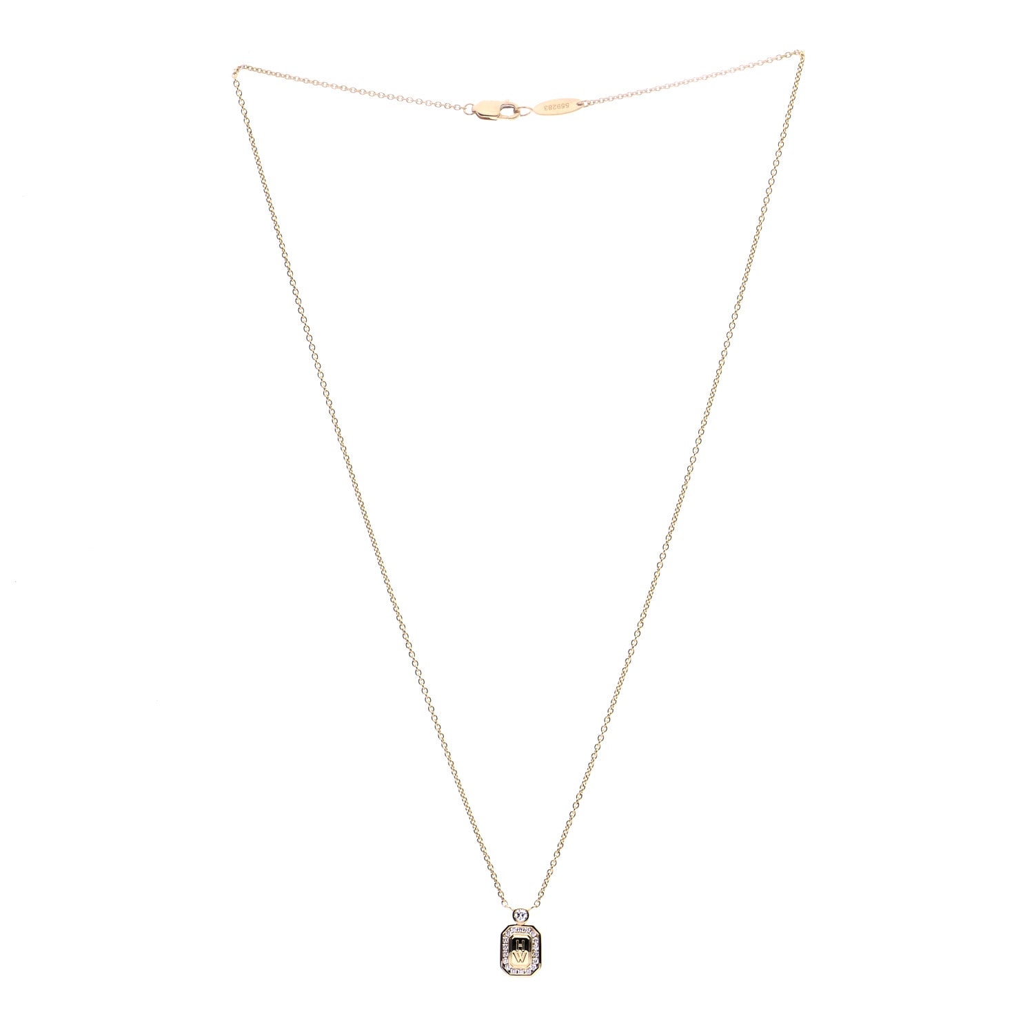 Harry Winston 18K Yellow Gold Diamond HW Logo Pendant Necklace 3 of 8