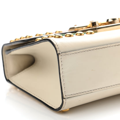 Gucci Calfskin Floral Embroidered Small Padlock Shoulder Bag White 10 of 26