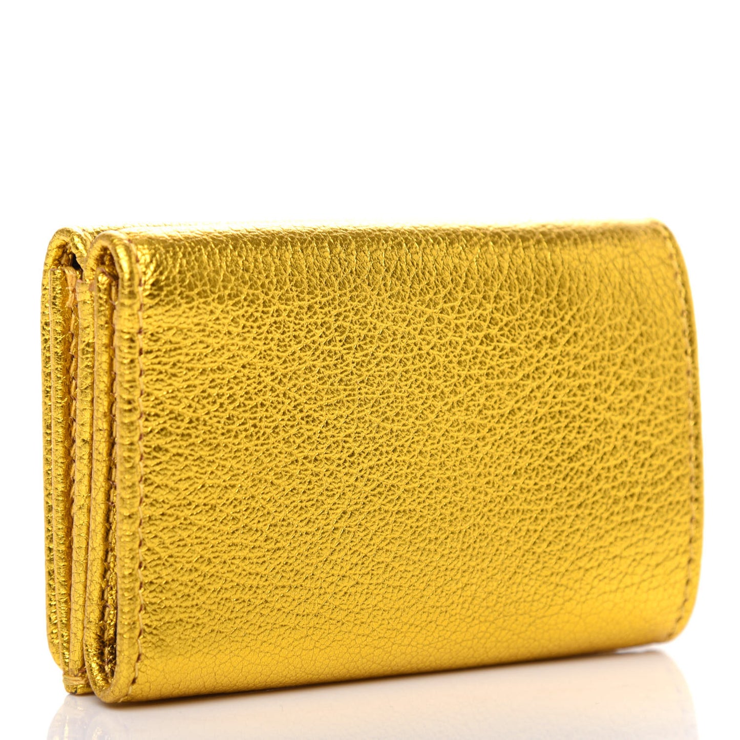 Metallic Goatskin Logo Mini Everyday Wallet Oro Black