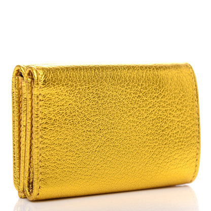 Balenciaga Metallic Goatskin Logo Mini Everyday Wallet Oro Black 3 of 7