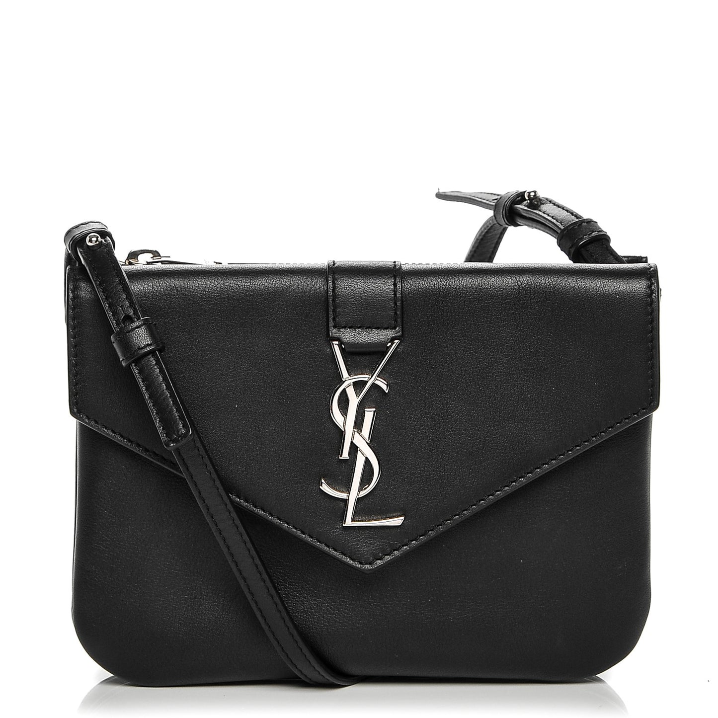Calfskin Monogram Tri Pocket Crossbody Bag Black