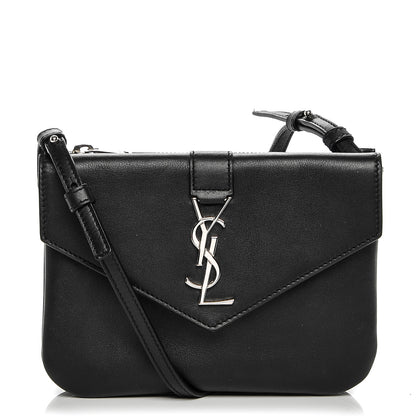 Saint Laurent Calfskin Monogram Tri Pocket Crossbody Bag Black 1 of 7