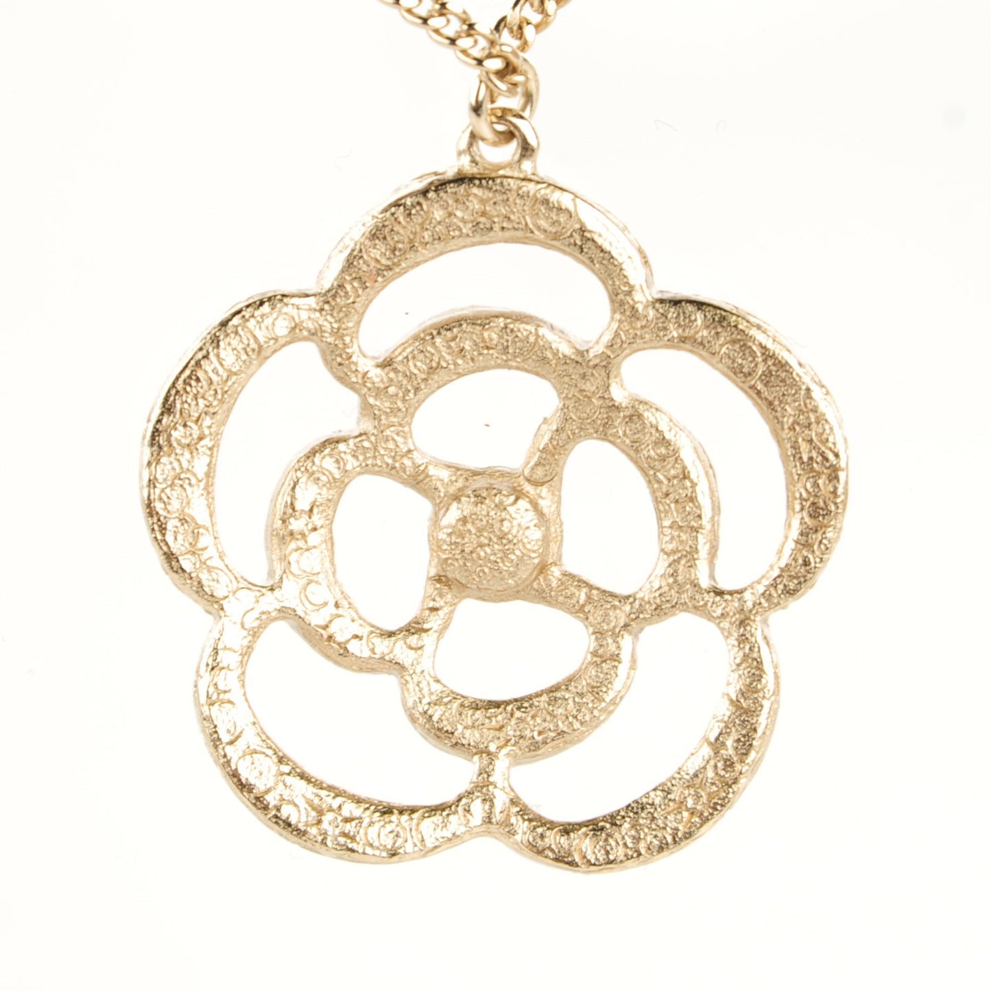 Crystal Pearl Camellia Necklace Gold