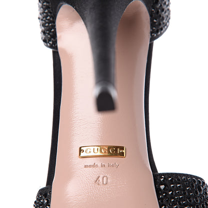 Gucci Satin Crystal Lili Platform Pumps 40 Black 9 of 14