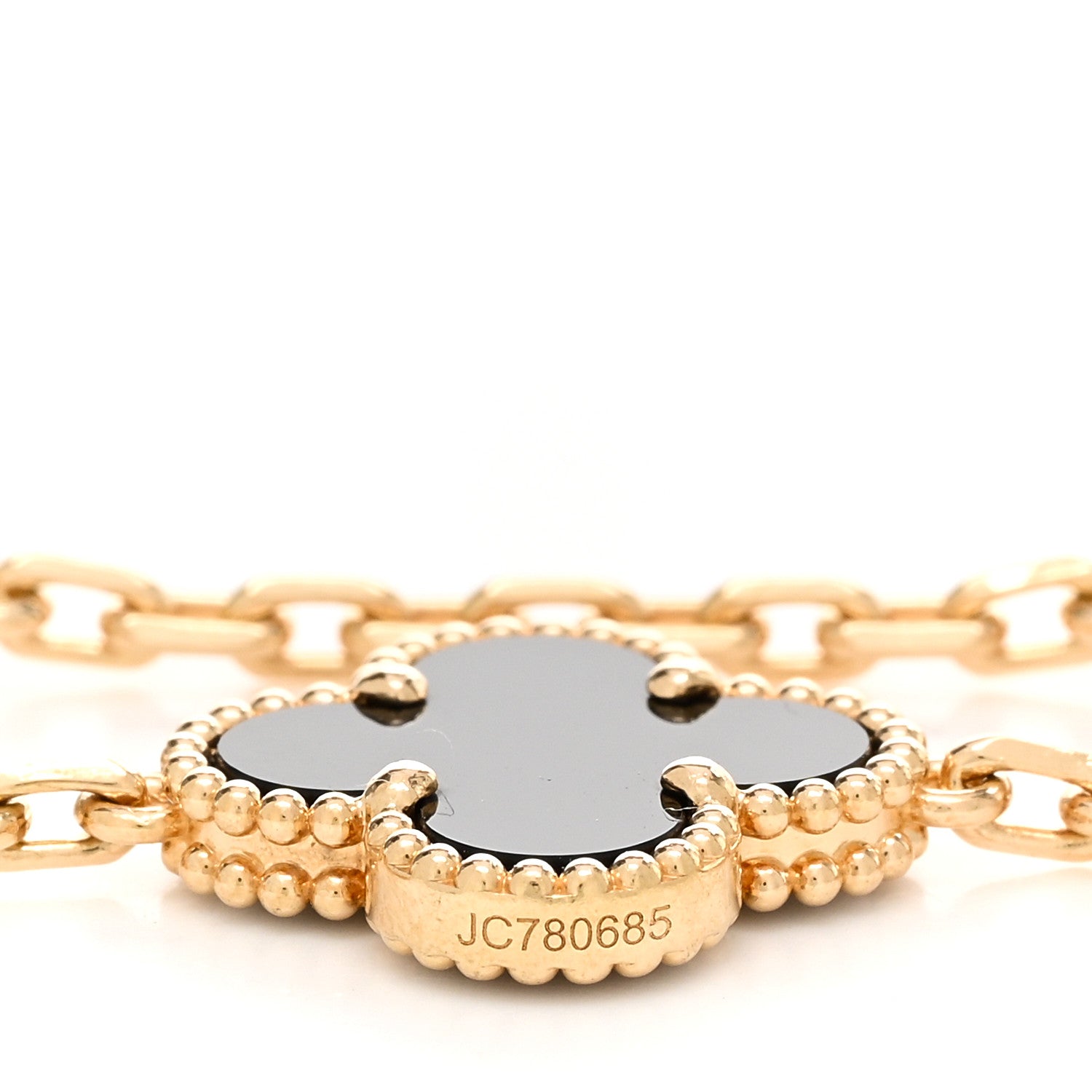 Van Cleef & Arpels 18K Yellow Gold Black Onyx 5 Motifs Vintage Alhambra Bracelet 3 of 4