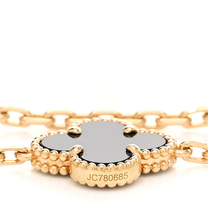 Van Cleef & Arpels 18K Yellow Gold Black Onyx 5 Motifs Vintage Alhambra Bracelet 3 of 4