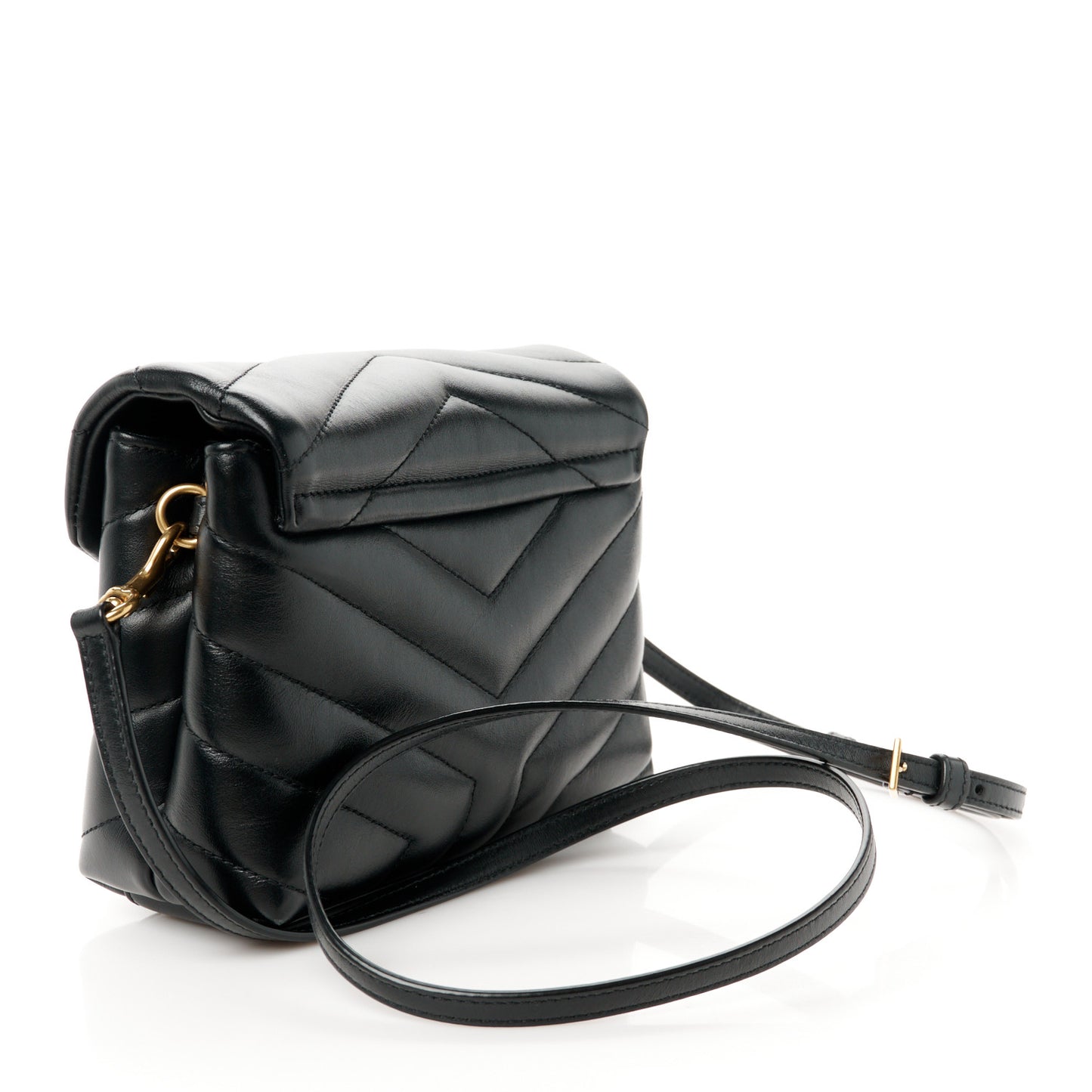 Calfskin Y Quilted Monogram Toy Loulou Crossbody Bag Black